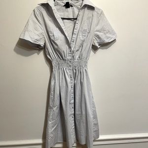 ❤️Blue stripped dress with a collar button up dress